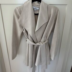 Cream Belted Women's Coat